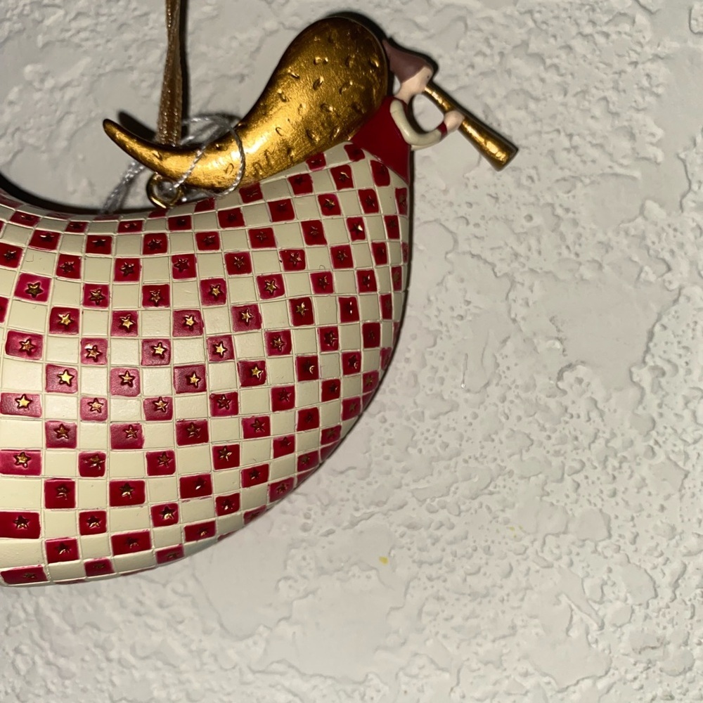 Marcel Schurman Red Cream Checkered Hand Painted Angel  Christmas Ornament 3.5” - Picture 12 of 14